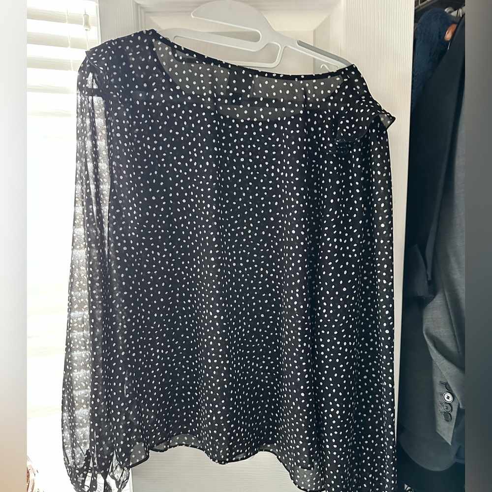 Sheer black with white polka dots blouse